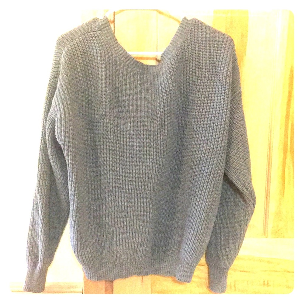 Callahan grey sweater with a low vneck back